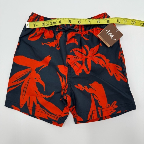 Tea Collection Boys Mid Length Swim Trunks Tropical Navy, Red Orange Size 2 NWT - Picture 5 of 6